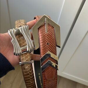 Vintage Carlisle + Morgan Taylor Snakeskin Belts with Silver Buckles
